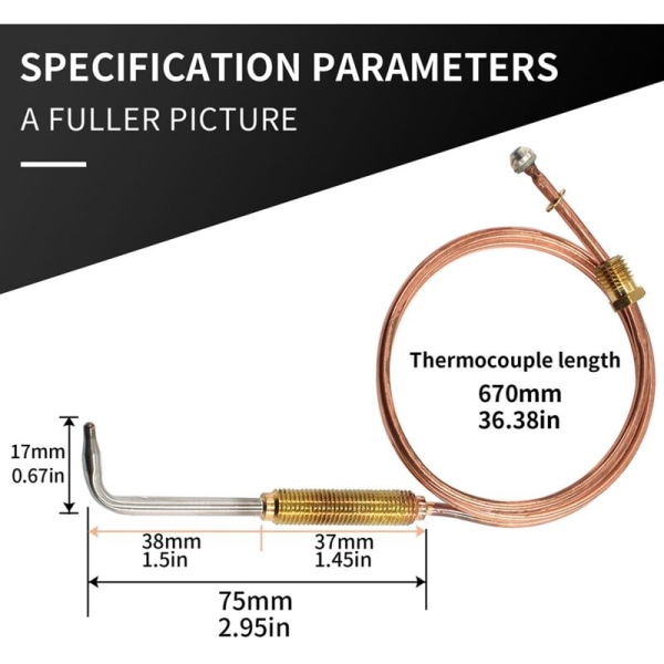 2023 Albue 670Mm Gasskomfyr Termoelement Varmeelement Universal Peis Erstatning Digital Temperaturkontroll 2PCS