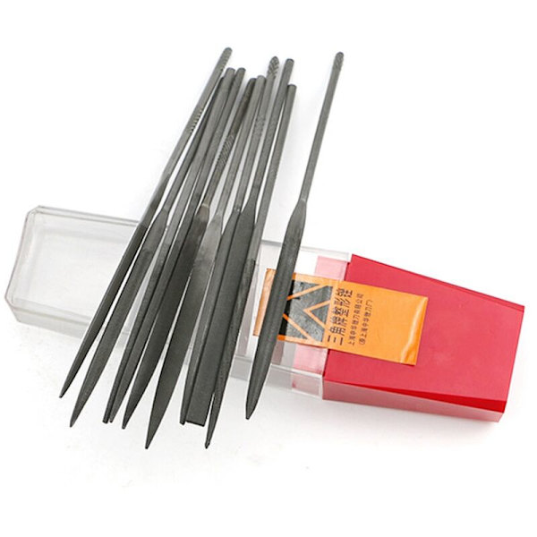 10 st set med små nålfilar 140 mm verktyg pärlning hobbyhantverk snidning reparation skärverktyg