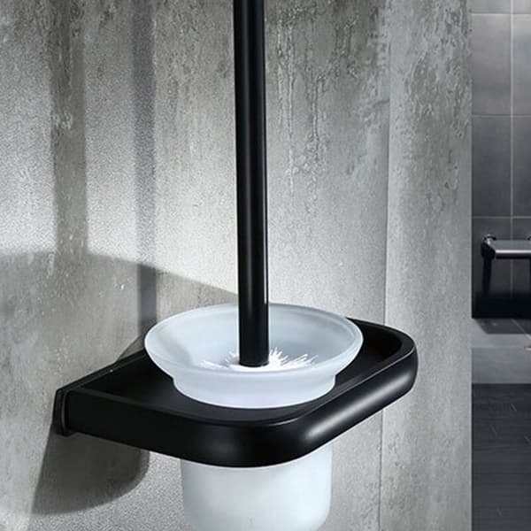 Sort toiletbørsteholder i aluminium til badeværelset