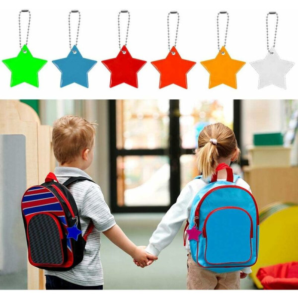 12 stk. reflekterende merker, sikkerhetsreflekterende merker, barnas reflekterende merker for skolesekk, nattsykling, løping -