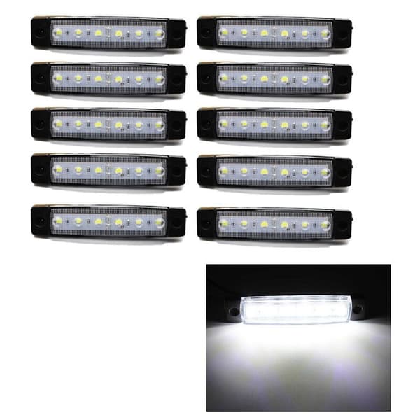 10 x Hvide 12V Røde LED Side Markørlys Indikator Lampe Strimmel Lastbil Trailer