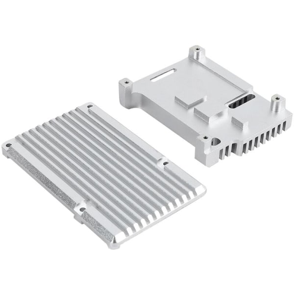 for Raspberry Pi 4 Beskyttende Rustning Modell B Aluminiumlegering Veske/Skall Passiv Kjøling Metall Varme Kabinett for Pi 4B Bare (Sølv)