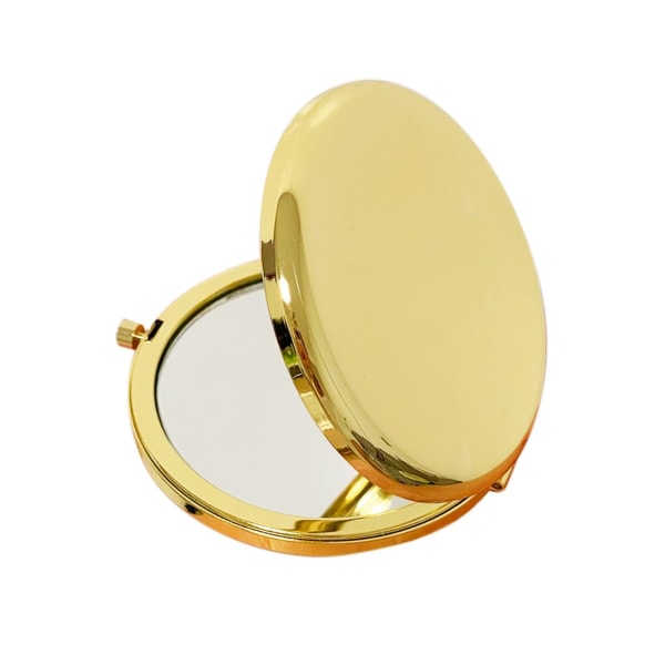 7 cm kompakt spegel Liten handhållen spegel Bärbar dubbelsidig sminkspegel Vikbar resesminkspegel för kvinnor, guld