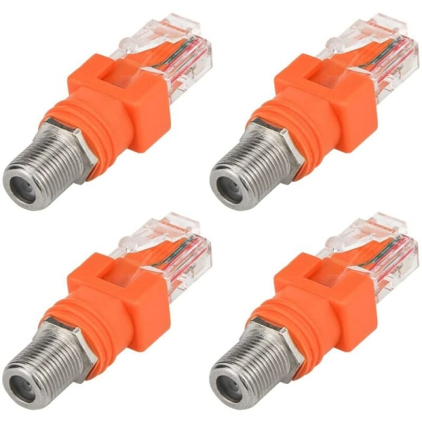 Koaksial til Ethernet-adapter, 4-pak RF koaksial F til RJ45 hann-konverter for linjetester