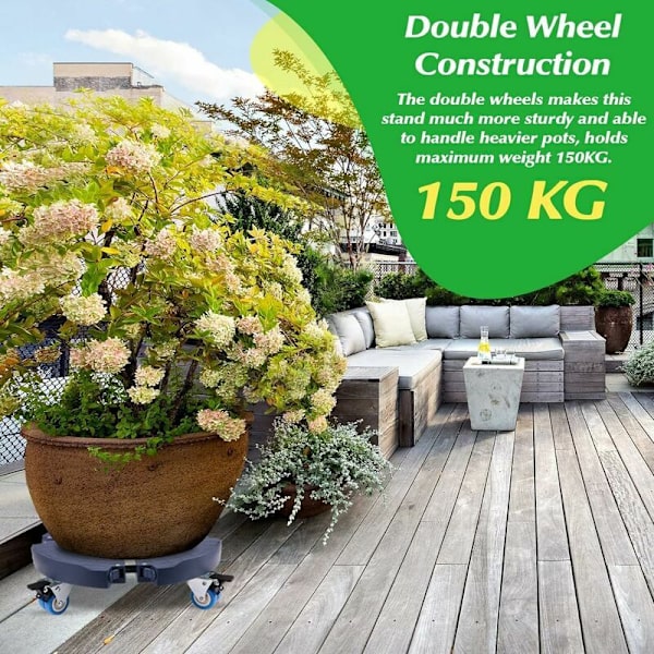 Planteholder på hjul, 40-58 cm justerbar planteholder for blomsterpotte parasollfot - rullebrett for innendørs og utendørs bruk, bæreevne 150 kg