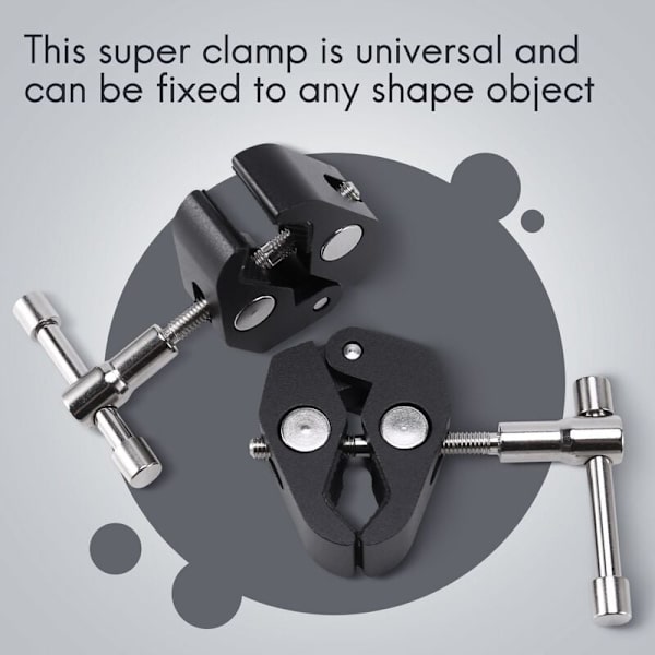 2-pack klämmor för fotografi/1/4 och 3/8 tums klämmor för Dslr-borrmaskiner, 15 mm stänger, lampor, paraplyer, krokar, platt glas