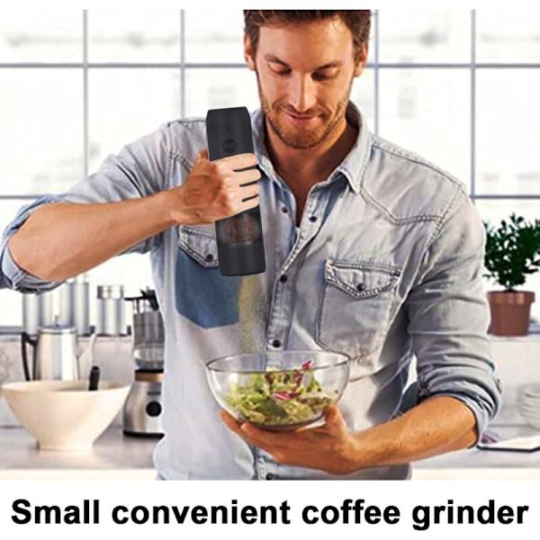Elektrisk Salt- och Pepparkvarn Set - USB Laddningsbart, LED-lampor, Automatisk Peppar- och Saltkvarn Set Påfyllningsbar Svart