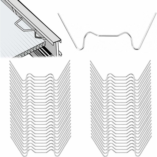 Glassklemmer for drivhus, 125 stk W Drivhusklemmer Rustfritt Stål Drivhus Glassklemmer Glassklemmer for Drivhus Hage, Drivhusglass