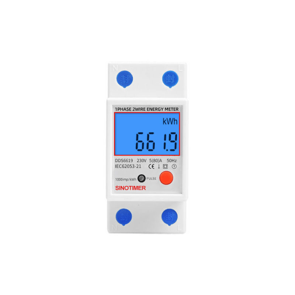 Enfasig el-måler, MID-godkendt, 45A maks. modulær, Enkel takst, LCD-display