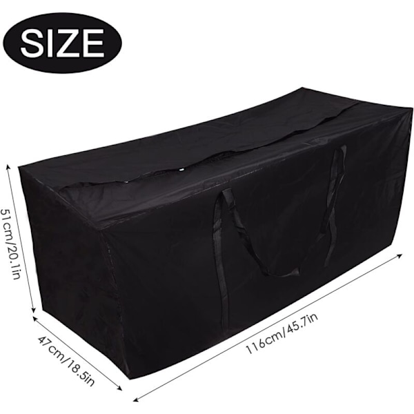 210D Oxford Stoff Stor Hageoppbevaringspose Vanntett Pute Patio Møbler Oppbevaringspose Lett Glidelås Bæreveske (116 × 47 × 51cm)