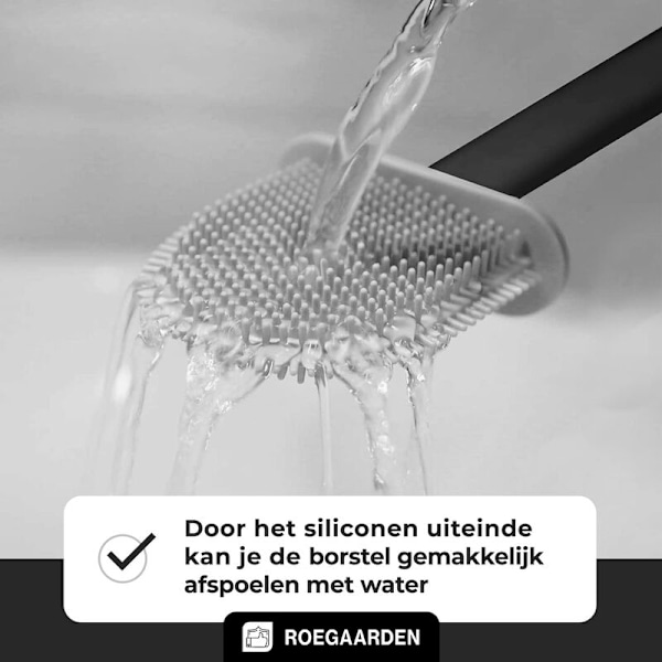 Silikon toalettborste - toalettborste/toalettborste i plast och silikon, i elegant design - toalettborstehållare för väggmontering, utan d