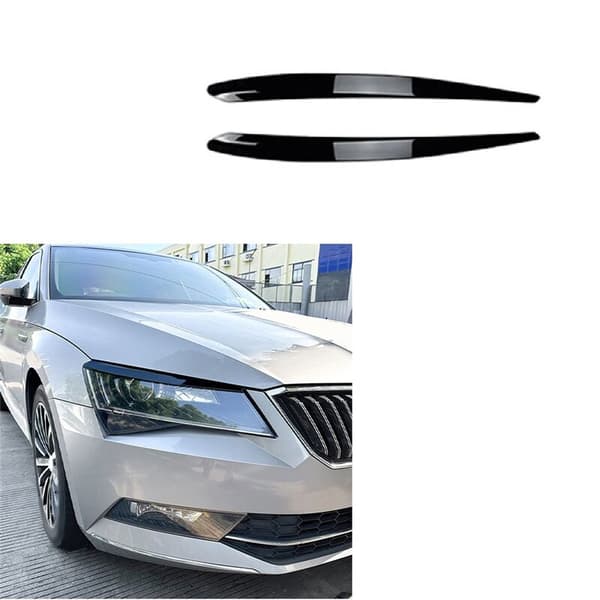 Car Gloss Black Headlight Eyebrow Trim Cover for Superb B8 2016-2018 Styling