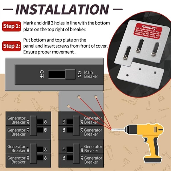 Generator Interlock Kontrollkoblingsutstyr Bryterpanel Sikringsbokser 150 eller 200A
