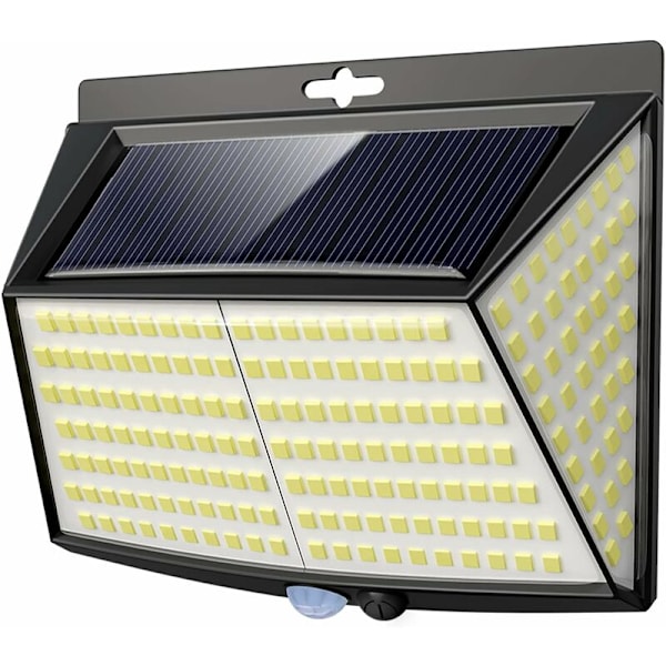 228 LED Solcellsbelysning för Säkerhet Utomhus, Vattentät Trädgårdsbelysning Solcellsdriven med 270° Bred Vinkel Trådlös Solcellsbelysning för Staket 3 Lägen för Vägg
