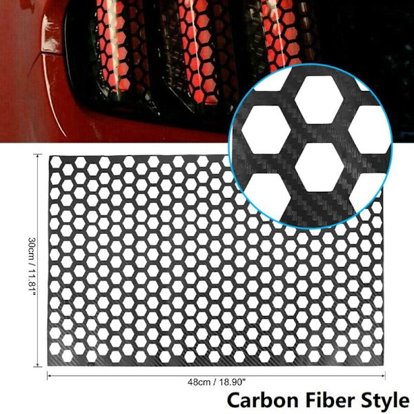 2X Honeycomb Fiber Style Bil Baglygte Lampe Stickers 48 x 30cm
