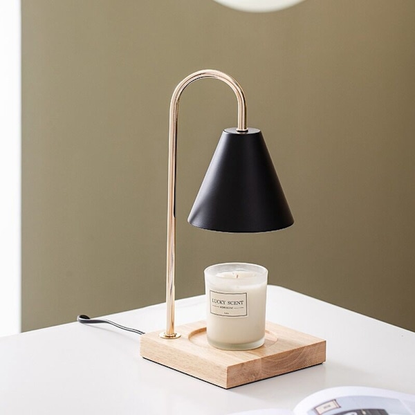 Dimbar Logg Lysvarmer for Stearinlys, Kontrollvokslampe med Pære, AC220V Sort EU-plugg