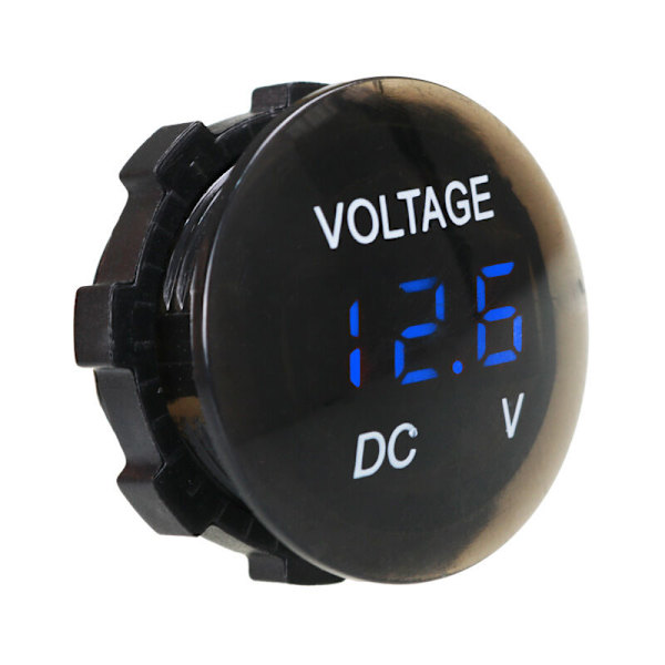 Vattentät Voltmeter, Mini Digital Display Spänningstestare DC 12V-24V LED-testare för Bil Motorcykel Auto Lastbil Husbil (Blå)