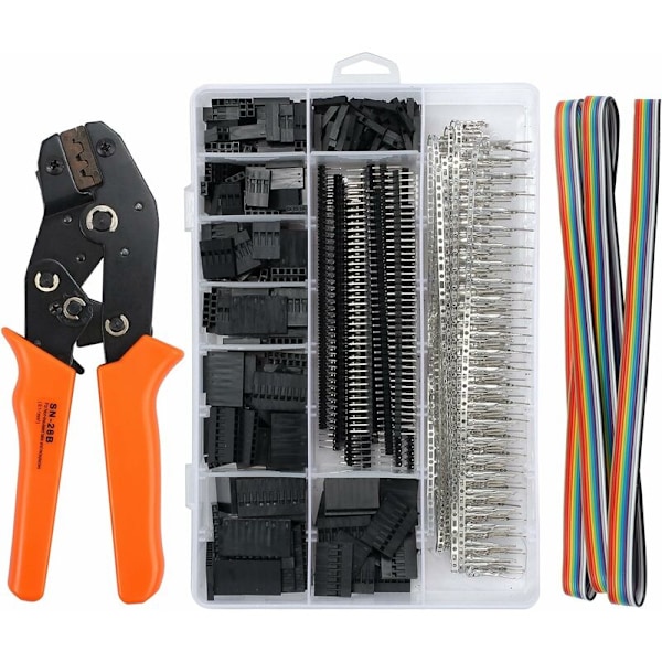 AWG28-18 Dupont Crimpverktygssats Ratschkrympverktyg med 1550 st Dupont Han/Hon Stiftkontakter 0,1-1,0mm² för KF2510 2,54mm 3,96mm Kontakt HIASD