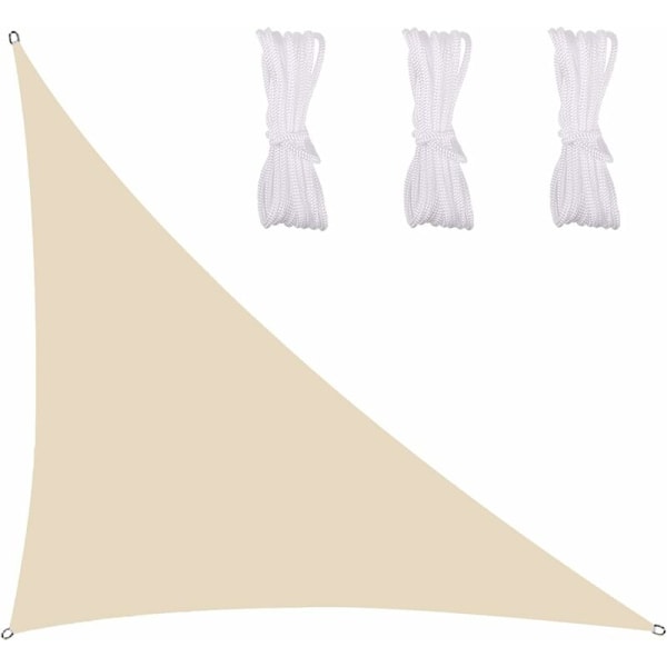 Triangel Solsegel Vattentätt Sträckt Canvas UV-Skydd Vattentätt Väderbeständigt Tyg Torkar Snabbt för Trädgårdar Parker Gräsmattor, 4X4X4m, Beige