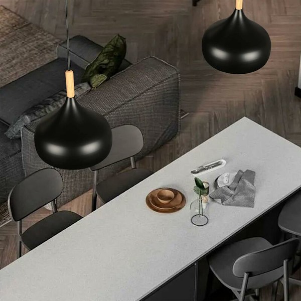 Taklampa Chandelier Retro 24CM Hänglampa Modern Skandinavisk Stil Droppformad Taklampa E27 Metall Trälampa Hänglampa för Sovrum Matrum