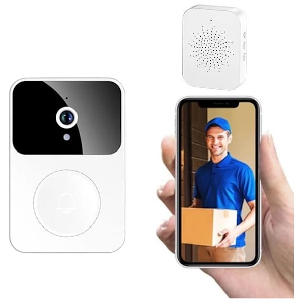 Trådlös dörrklocka med övervakningskamera, Wifi Smart kamera, Videospelning, Dörrklocka (Typ-C), Flera Laddningsbara Ringsignaler, Android
