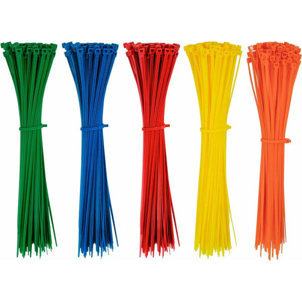 500 Pieces Colorful Plastic Cable Ties 200mm x 2.8mm Self-Locking Nylon Electrical Cable Ties for Gardening Cable Management