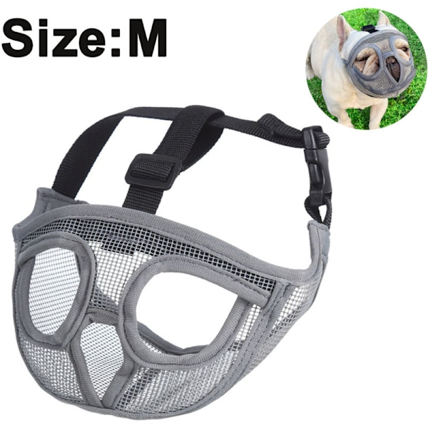 Hundemusling Kort Snute Bulldog Musling Retriever for Biting Barking Chewing Justerbar, Grå, M