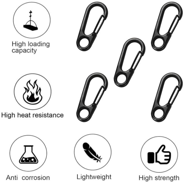 Mini karbinhake, 5 st mini karbinhake, fjäderkarbinhake nyckelringsspännen, mini karbinhakar, för camping, vandring