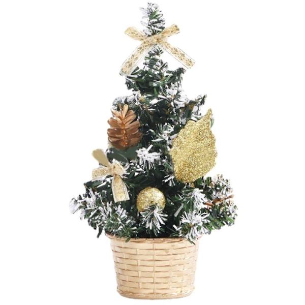 Miniatyr bordsgran Hem Jul Kontor Dekoration Fest Prydnad Familj, Guld