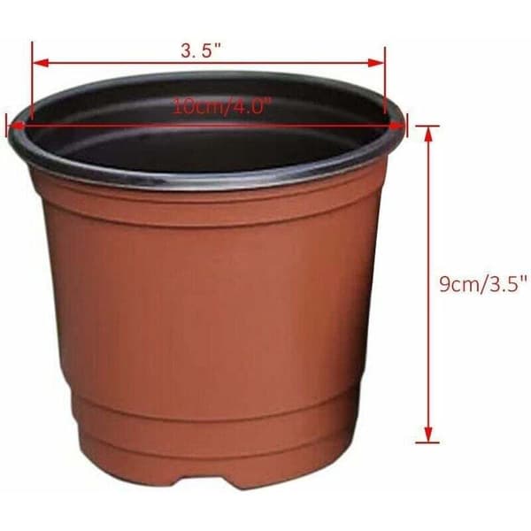 Sæt med 100 plastikpotter til frøplanter og planter, 10 cm