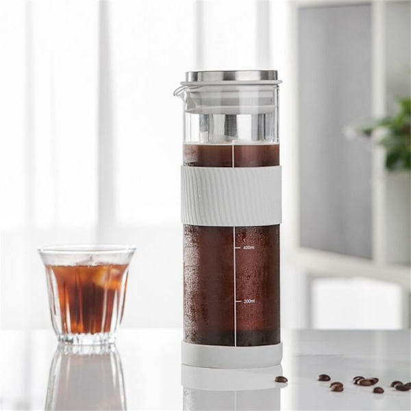 Bärbar lufttät kallbryggare för iskaffe, 800 ml kallbryggare för te, glaskaraff, kanna