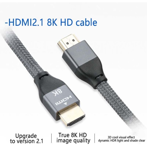 Kabel, 8K @ 60Hz datakabel versjon 2.1 Lett og bærbar for projektorer, TV-skjermer