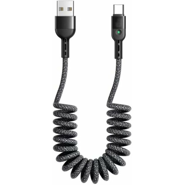 USB type C-kabel, spiralkabel USB C til USB 2.0-kabel, skjøte- og dataoverføringskabel USB C-ladekabel for Huawei Mate 9, MacBook, iPad Pro 2