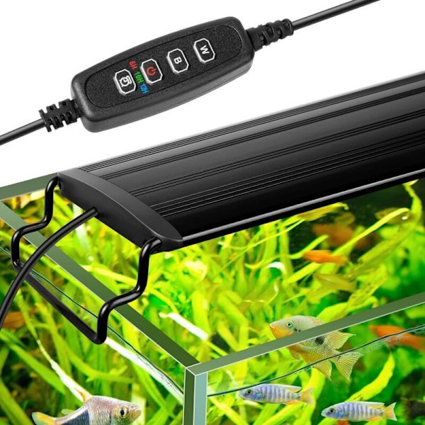 LED Akvarielampe, Belysning til Akvarielampe med Timer, Justerbar 3 Akvarielystilstande (45 60cm) [Energiklasse A+] RWAquarium LED-belysning og