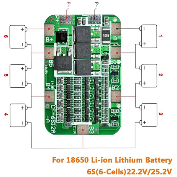 2 kpl 6S 15A 24V BMS-laturi suojauslevy 6 18650 Li-Ion litiumparistokenno moduuli DIY-sarja