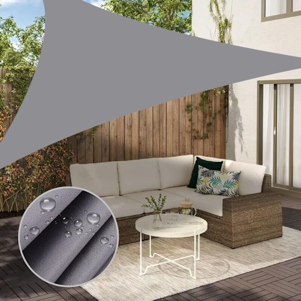 5 x 5 x 5 m Vattentät Solskydd Triangel Parasoll Utomhus Markis Trädgård Patio Pool Skugga Segel Markis Camping Skugga (Grå)