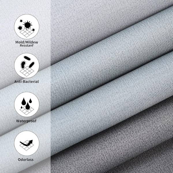 Bruseforhæng, vaskbart, antibakterielt, fugtbestandigt, vandtæt, i polyester med 12 ringe (grå, B 80 x H 180 cm)
