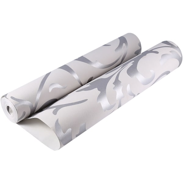 Luksuriøs Non-woven Præget Vertikal Soveværelse 3D Tapet Hjem Decor Sølv