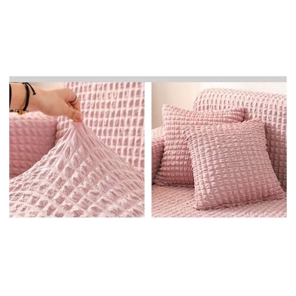 Stretch Soffaöverdrag Skyddande 3D Bubbelgalleröverdrag Snyggt Högstretch Soffaöverdrag Hållbart Soffaöverdrag Möbelskydd 4-Sits 235- 300cm Rosa