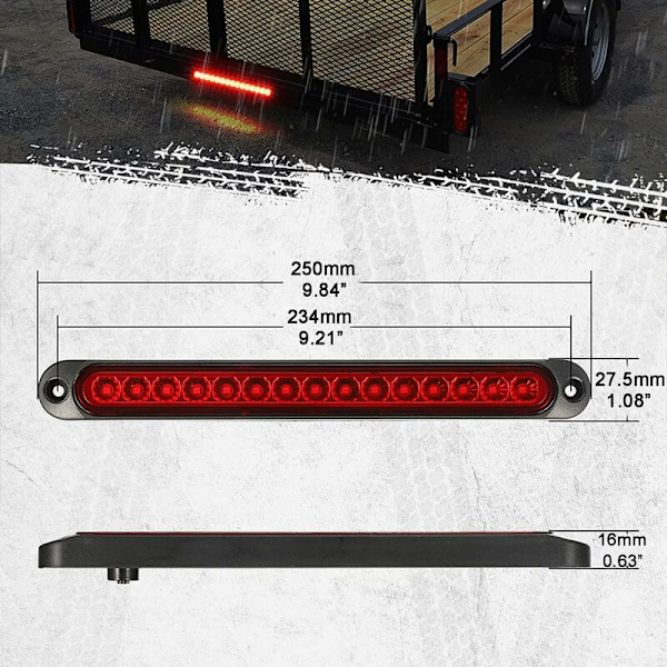 2 st 12V 15 LED-bakljusramp för släpvagn, vattentäta bakljus, positionsljus, identifieringsljus för terrängbil, skåpbil, personbil, husbil, UTV, ATV