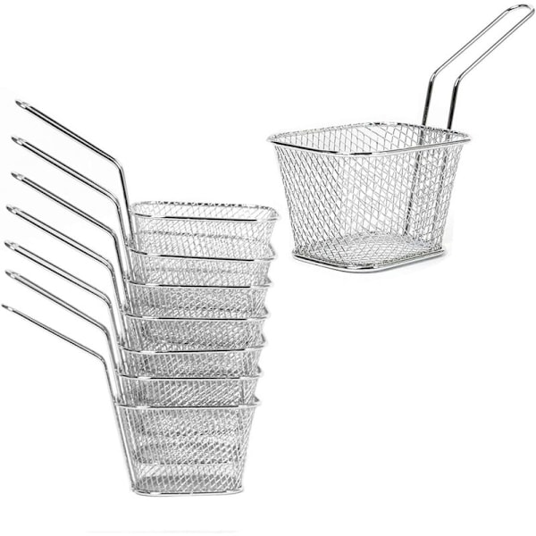 8 stk. Firkantede Pommes Frites Kurve Individuelle Rustfrit Stål, Pommes Frites Serveringsfade Køkkenredskaber til Stegning af Mad Chips, Rejer, Løgringe