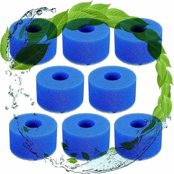 Pakke med 8 Filtersponginnsatser for Type S1 Filter - Gjenbrukbare og Vaskbare - Skum - for Lazy Spa Filter