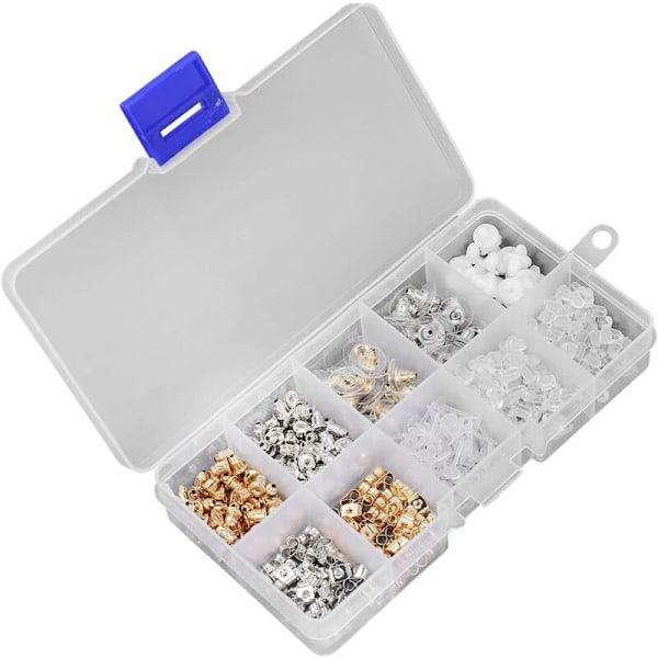 Ørebakker 10 Stiler Stud Øredobber Bøyler Push Backs Klips Kule Sommerfugl Form Metall Gummi Plast Sikre Låser Stoppere, 460 Stykker