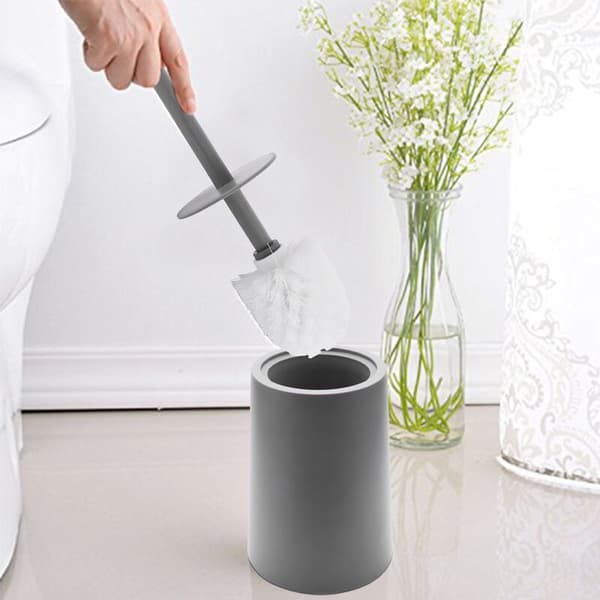 Toiletbørste med base badeværelse badeværelse rengøringssæt, grå + sort