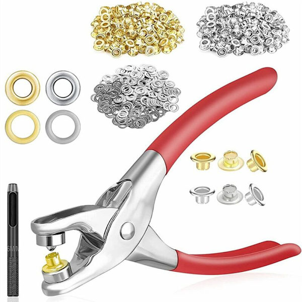 Grommettångssats för öljetter, 1/4\" 6mm Grommettångssats med metallöljetter med brickor, öljetter för öljetter