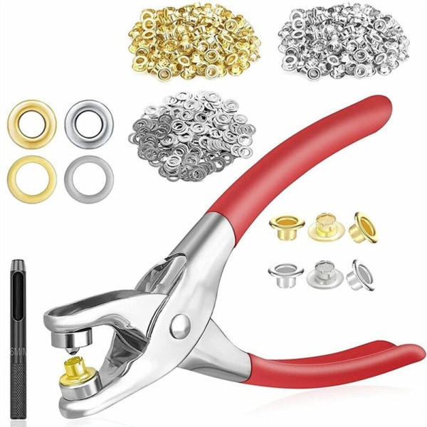 Silmäkokojen lävistyspihdit, 1/4\" 6mm silmäkokojen työkalusarja metallisella silmäkkeellä aluslevyillä, silmäkkeet silmäkkeille