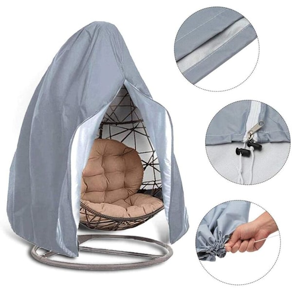 Munan munakokoinen riippukeinuistuimen suojus ulkokäyttöön, vedenpitävä pölynkestävä vetoketjullinen 210D Oxford-kangas Veranda Garden Lawn Chair Protec