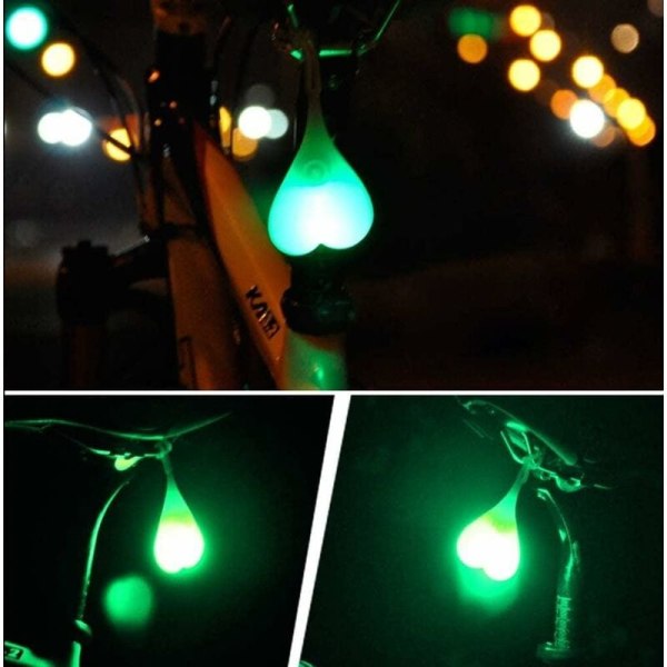 Hjerteformet Lys SiliCone Kugler Cykel Cykel Baglygte LED Farelys Nat Vandafvisende Leje Sæde Æg Lampe - Grønt Lys-Fei Yu