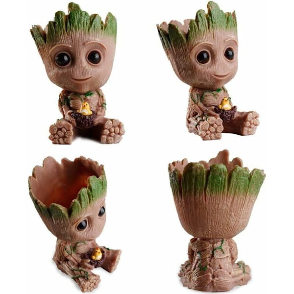 Dekorativ Blomsterpotte med Drænhul i Form af Baby Groot fra Guardians of the Galaxy, 9 x 9 x 13 cm