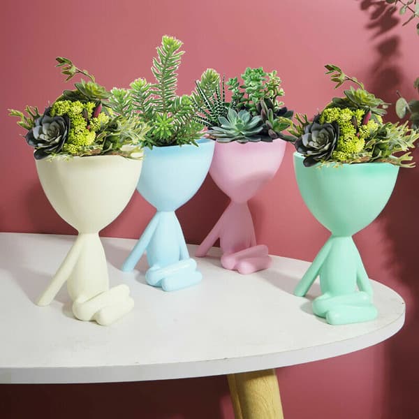Den ondede vase pot søde pottebeholder enkel dekoration -Beige